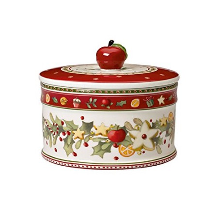 Villeroy & Boch Winter Bakery Delight Scatola Pasticceria, Porcellana, Bianco/Rosso, Mezzo