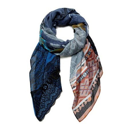 Desigual Foul_Patch Night Bright Sciarpa di Moda, Blue, U Donna