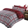 Dreamscene Boston - Set copripiumino con federa in 100% flanella di cotone spazzolato, reversibile, motivo tartan, colore: rosso
