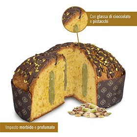 Panettone artigianale al Pistacchio di Fraccaro Spumadoro, Impasto con Lievito Madre farcito con una ricchissima crema al pistac