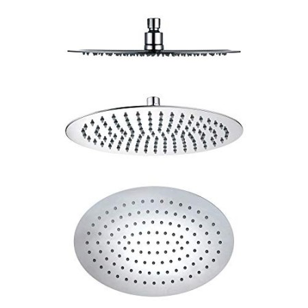 Soffione Doccia Ovale Acciaio Inox 2 Mm 200x300 Mm Spessore Effetto Pioggia Bagno