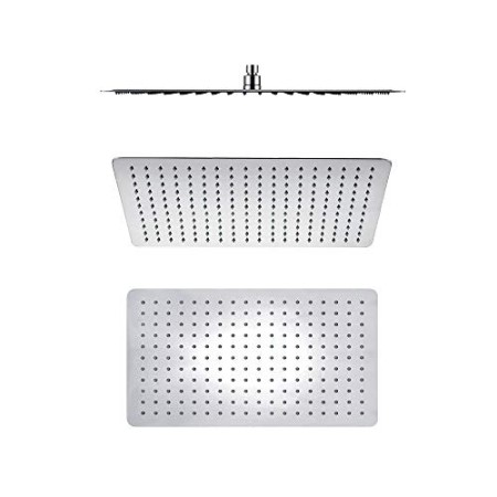 Soffione Doccia Rettangolare Acciaio Inox 2 Mm Spessore Effetto Pioggia Varie Misure Bagno