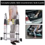 Meditool 5M Scala Telescopica Scala alluminio pieghevole(2.5M+2.5M),Scala Scaletta Allungabile Scala multiuso 16 gradini,Capacit