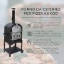 KuKoo - Forno Multifunzione a Carbonella per Pizza da Esterni Giardino Vialetto e Balcone Carne e Pesce in Acciaio Con Pala per 