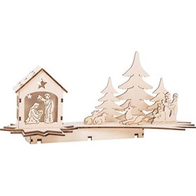 small foot company Lampada Forma di Stella cadente, presepe scolpito in Legno Naturale con Illuminazione a LED, Decorazione Nata