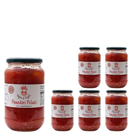 Voglia Di Puglia Pomodori Pelati Gusto Antico Gluten Free Senza Conservanti 500 Grammi 6 Pezzi