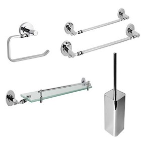 OGOMONDO Set 5 Pezzi Accessori da Bagno Narciso 009 Ottone Cromato