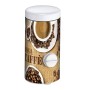 Meliconi Dosacaffé in lamiera litografata con coperchio bianco Decoro Coffe Time, conserva aroma caffè, adatto a tutte le Moka