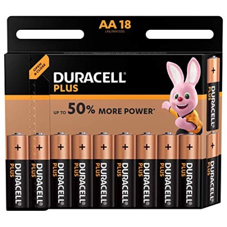 Duracell - Plus AA, Batterie Stilo Alcaline, confezione da 18 ad apertura semplificata, 1.5 volt LR06 MN1500