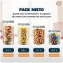 Luxury & Grace Pack 4 Barattoli di Polietilene Alimentare, 0,70 L - 1,1 L - 1,3 L e 1,5 L. Contenitori con Coperchi in Alluminio