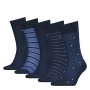 Tommy Hilfiger Th Men Sock 5p Fine Stripe Tin Giftbox calze, blu scuro, 39/42 (Pacco da 5) Uomo