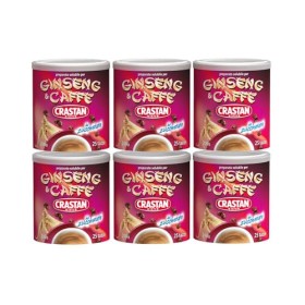 Crastan Preparato per Bevanda solubile Ginseng & Caffè da zuccherare - 6 Barattoli da 200g [tot. 1.2kg]
