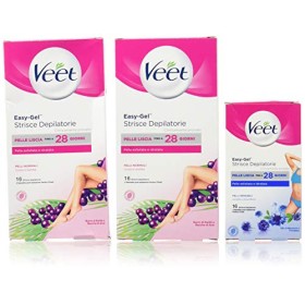 VEET Strisce Depilatorie Corpo e Gambe per Pelli Normali con Strisce Depilatorie per Ascelle e Bikini, 3 Confezioni da 16 Pezzi