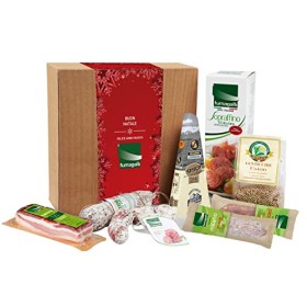 Cesto Regalo Natale 8 Pezzi “L’Appetitosa” con Salumi 100% italiani Fumagalli. Confezione Alimentare Natalizio in Cartone