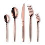Berglander Set di posate in titanio in oro rosa 30 pezzi, set di posate in oro rosa in acciaio inossidabile, servizio di posate 