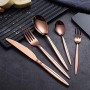 Berglander Set di posate in titanio in oro rosa 30 pezzi, set di posate in oro rosa in acciaio inossidabile, servizio di posate 