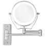 BATHWA Specchio da Parete per Bagno, Specchio per Trucco LED Specchio Cosmetico Pieghevole, Removibile Retrattile Bifacciale Spe