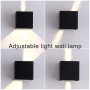 TVGO - Lampada da parete per interni/esterni, moderna, illuminazione LED da parete con angolo di irradiazione regolabile, IP 65,