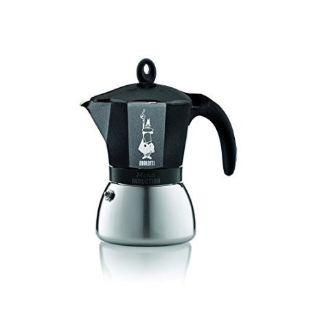 Bialetti Moka Induction Caffettiera in Alluminio, Adatta all'induzione, Grigio Antracite, 6 Tazze