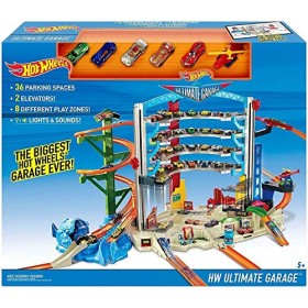 Hot Wheels- Mega Garage Enorme Playset per Macchinine con Grande varietà di Funzioni, Include Cinque Veicoli e Un Elicottero, G