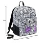Zaino Extra Fit Seven Black&White, 31 Lt, Viola, Doppio Scomparto, con 3 pennarelli per tessuto!