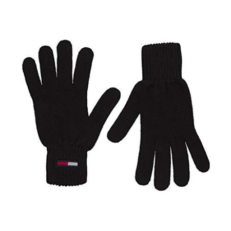 Tommy Hilfiger Tjm Basic Flag Rib Gloves Guanti, Nero ((Black Bds), Unica (Taglia Produttore: OS) Uomo