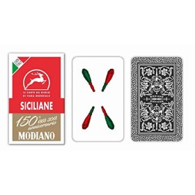 Modiano- Carte da Gioco regionali Siciliane, Colore Astuccio Rosso, 300083
