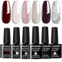 Allenbelle Smalto Semipermanente Smalti Semipermanenti Per Unghie Nail Polish UV LED Gel Unghie(Kit di 6 pcs 7.3ML/pc) 002