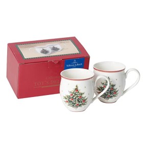 Villeroy & Boch Toy's Delight Set Mug con Manico Albero Natale, Set 2 Pezzi, Porcellana, Bianco/Multicolore