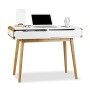 Relaxdays Scrivania con Cassetti, Tavolino Design Nordico, Scrittoio, Tavolo per Studio & Cameretta, 73 X 100 X 45 Cm,Bianco, 73