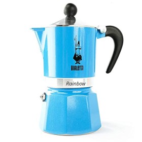 Bialetti Rainbow Caffettiera Colorata, Alluminio, Blu, 3 Tazze