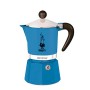 Bialetti Rainbow Caffettiera Colorata, Alluminio, Blu, 3 Tazze