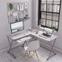 Songmics Scrivania per Ufficio a Forma di L, Metallo, Bianco, 50 X 38 X 75 Cm