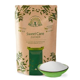 Cristallo di zucchero di SweetCare, 1 kg, il sostituto da zucchero con Erythritol e Stevia, l'alternativa naturale a zucchero