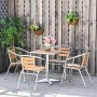 Outsunny Set Tavolo e 4 Sedie da Giardino e Terrazza, Arredamento da Esterno in Alluminio e Plastica, Colore Legno
