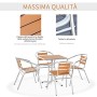 Outsunny Set Tavolo e 4 Sedie da Giardino e Terrazza, Arredamento da Esterno in Alluminio e Plastica, Colore Legno