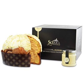SCIARA - Panettone alla Mandorla 750 grammi con Crema di Mandorla vasetto 190 grammi - Prodotto artigianale - lievitazione natur