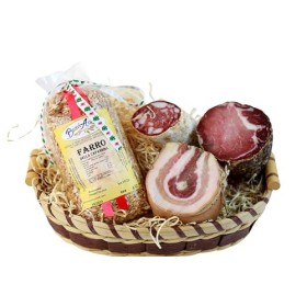 Cesti Natalizi Piccoli 1 | CestaNatalizia a base di Salumi e Prodotti Artigianali Toscani | In Regalo biglietto d'auguri persona