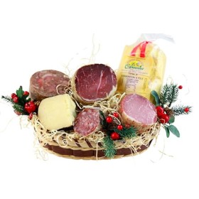 Cesti Natalizi Evviva il Natale 1 | Cesta Natalizia a base di Salumi, Formaggi e Prodotti Artigianali Toscani | Regalo biglietto