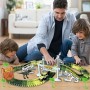 Kit Giocattolo Dinosauro Giurassico Mondiale e 142 Piste Flessibili Contiene 2 Dinosauri,1 Veicolo Militare,4 Alberi,2 Slope Ped