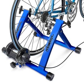 Relaxdays 10018322_45, Trainer Pieghevole Bicicletta 6 velocità, Cerchi da 26-28, Blu e Verde Unisex Adulto, 1 pz