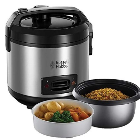 Russell Hobbs Cuociriso e Vaporiera 27080-56, 14 Porzioni, Include cesta per cuocere a vapore Carne e Verdure, Pentola e Coperch