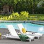 Outsunny Set 2 Sdraio da Giardino Cuscino Imbottito Regolabile su 6 Livelli in Rattan 196 x 65 x 22 cm Bianco