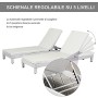 Outsunny Set 2 Sdraio da Giardino Cuscino Imbottito Regolabile su 6 Livelli in Rattan 196 x 65 x 22 cm Bianco