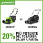 Greenworks Tosaerba a Batteria GD24X2LM46SPK4X (Li-Ion 2x24V 46 cm Larghezza di Taglio, Fino a 480m², 55L Box Raccoglierba, a 7