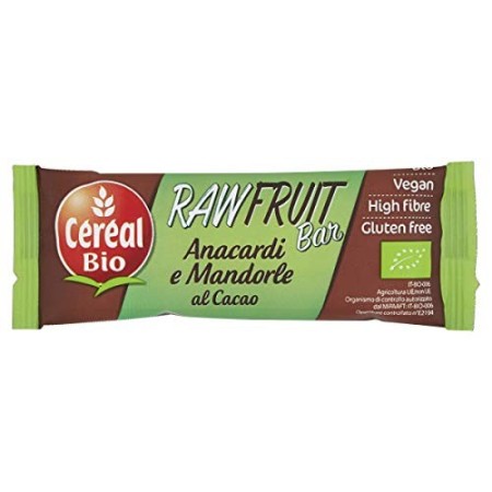 Céréal Rawfruit Bar Cacao Bio, Barretta alla frutta con Anacardi e Mandorle, Senza Glutine - 35 g