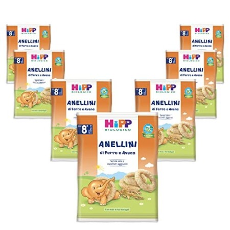 Hipp - Anellini Di Farro E Avena Bio, 7 Confezioni da 30 G - 210 g