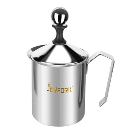400 ml Montalatte, joyfork schiumalatte in acciaio inox doppia rete manuale Latte Creamer Schiuma di latte