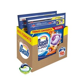 Dash All in 1 Pods Detersivo Lavatrice in Capsule, 96 Lavaggi (2 x 48), Ambra, Maxi Formato, Morbidezza e Protezione delle Fibre