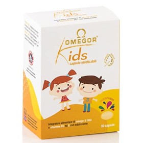 Omegor Kids capsule | 250mg di omega-3 DHA per bambini | Squisite capsule morbidi, in gelatina di pesce, dolcificate e masticabi